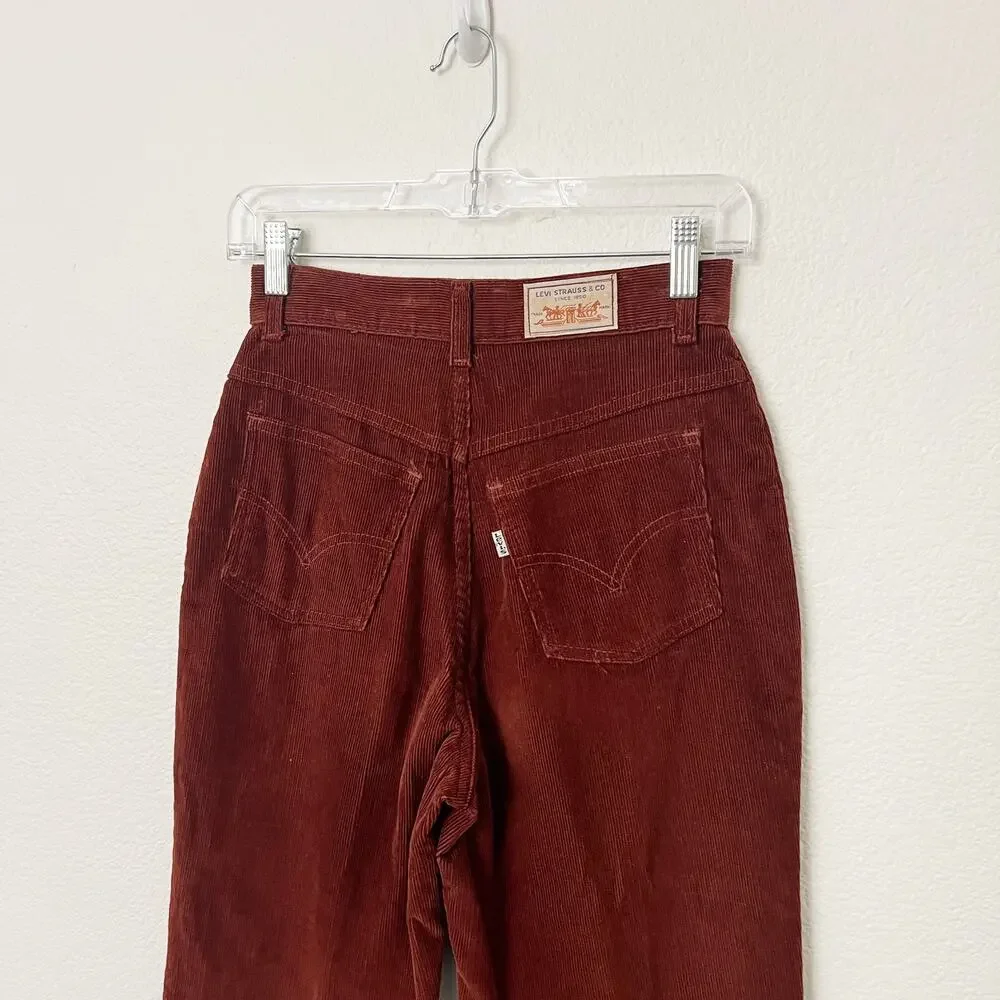 [Vintage] 70s Levi's Rust Brown High Rise Corduroy Flared Bell Bottoms Size 26